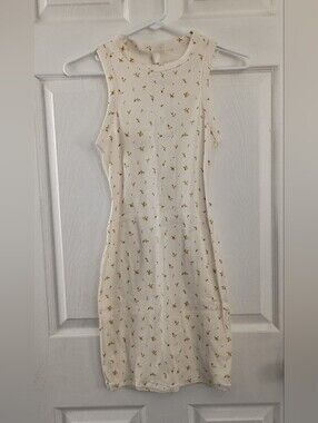 Skims Marigold Rosebud Cotton Skinny Rib Dress XS NWT